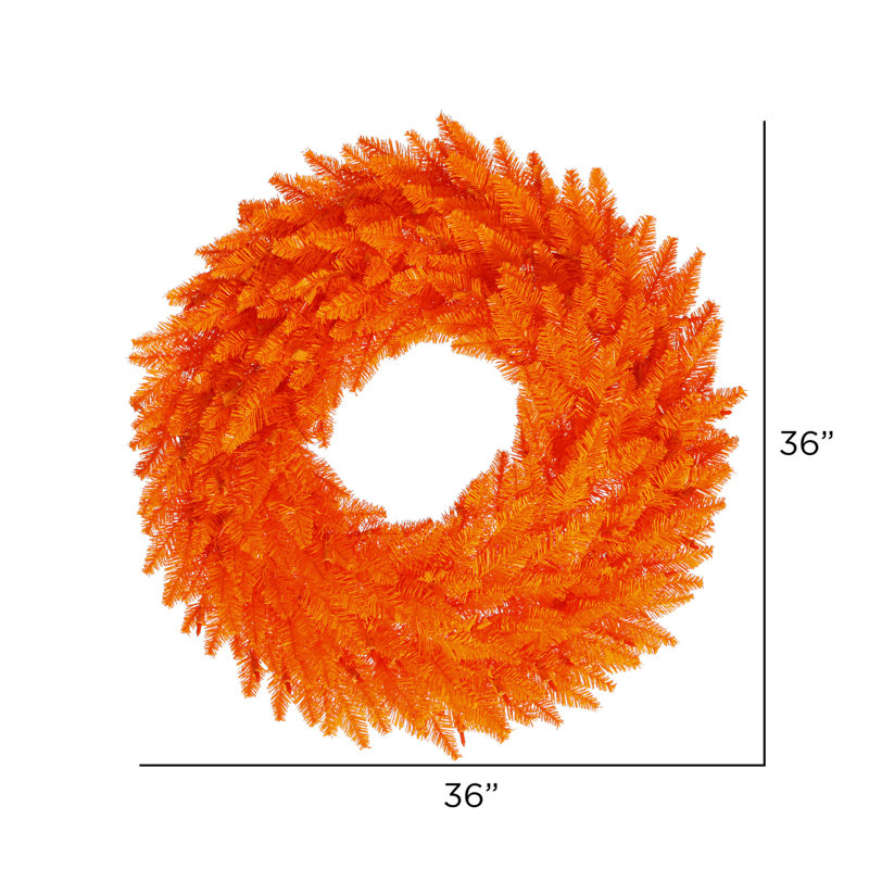 Couronne de Noël artificielle en PVC, H 36 po x l 36 po x P 3 po, Orange