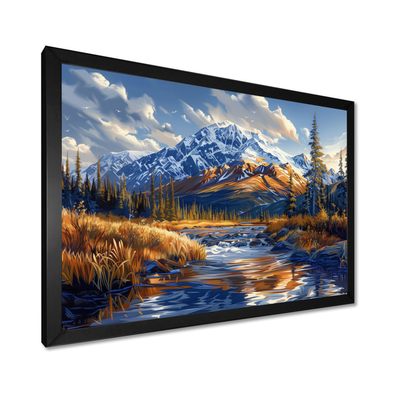 Alaska Denali National Park Autumn River I - Alaska, art mural, Toile encadrée noire simple, H 16 po x l 32 po x P 1 po