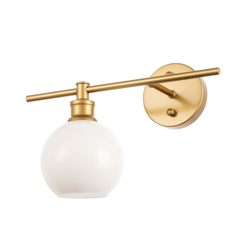 Applique murale de salle de bain 1 lumière Drinkard, Laiton, Blanc givré