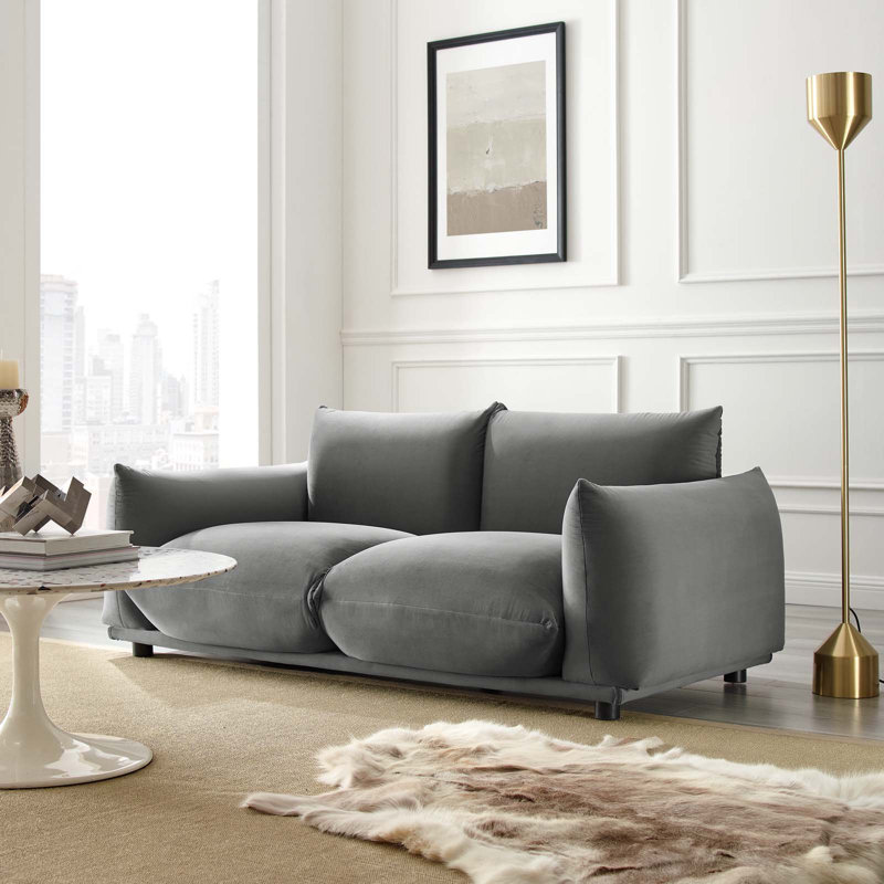 Causeuse en velours Copious Performance, Polyester gris