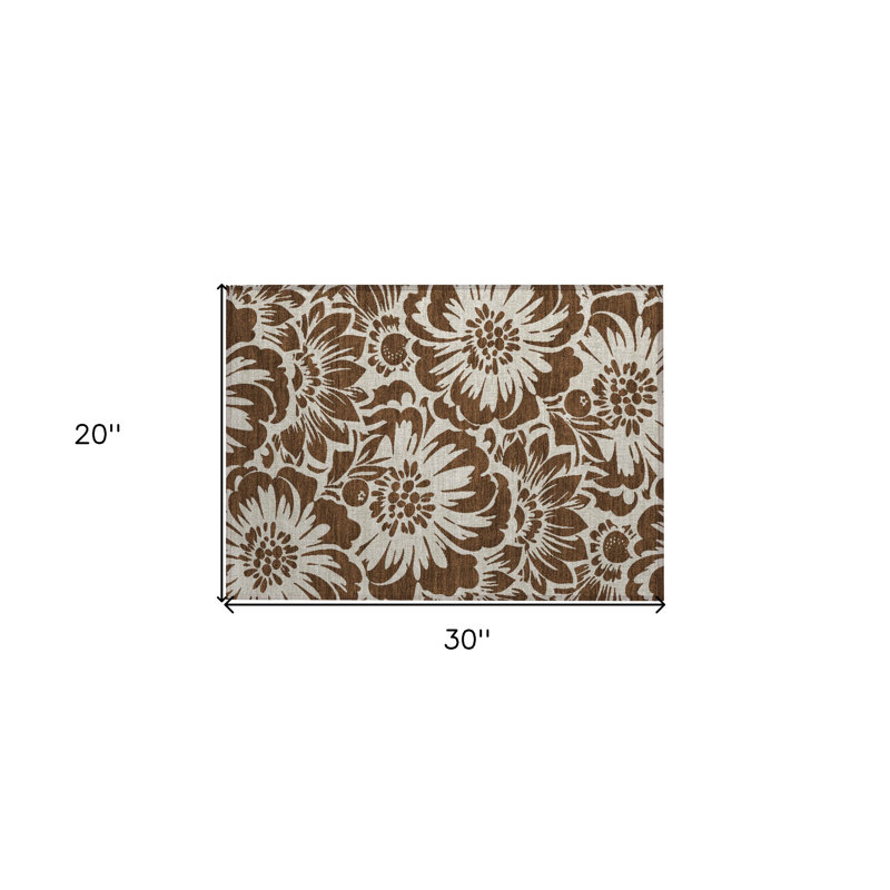 Tapis extérieur lavable antidérapant brun et ivoire 2 pi x 3 pi