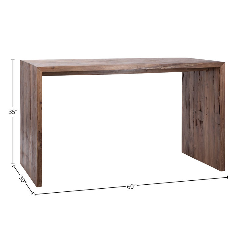 Klucevsek 60-inch Rectangular Reclaimed Teak Waterfall Dining Counter Table