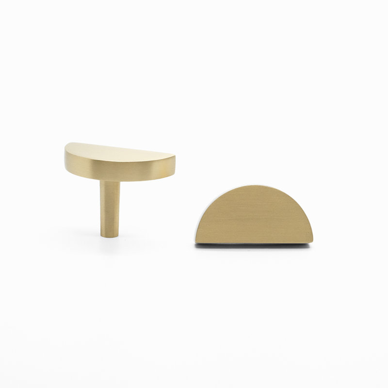 Half Moon 1 3/4" Length Novelty Knob, Satin Brass