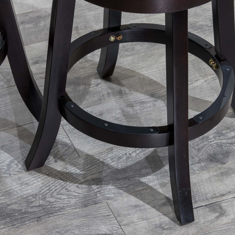 Tabouret pivotant à lattes de 30 po de hauteur de bar, siège en tissu gris anthracite, Espresso