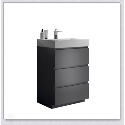 Meuble-lavabo de salle de bain avec lavabo, grande unité de rangement autoportante pour une organisation et un attrait esthétiques améliorés