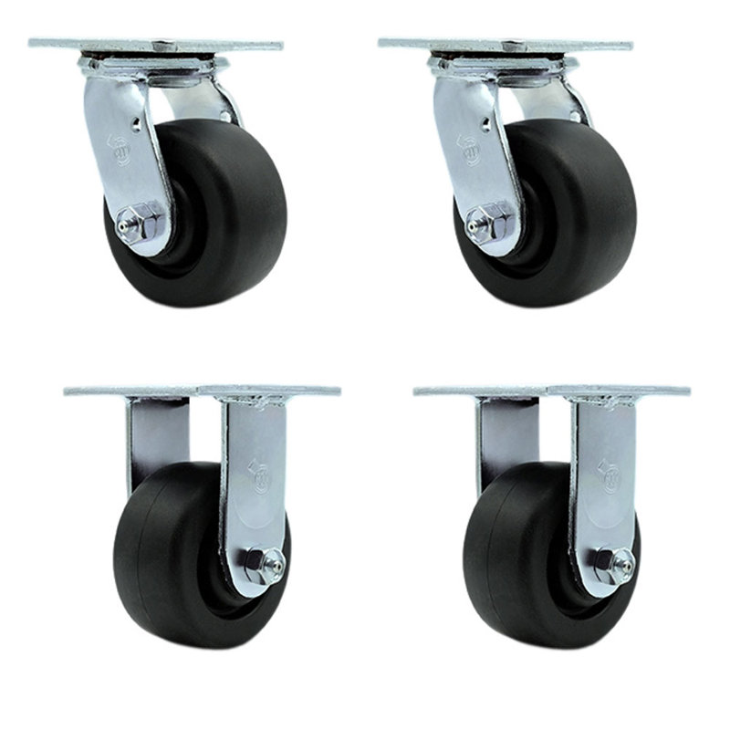 Ensemble de roulettes 4 pouces en polyoléfine avec roulement à rouleaux 2 verrous pivotants