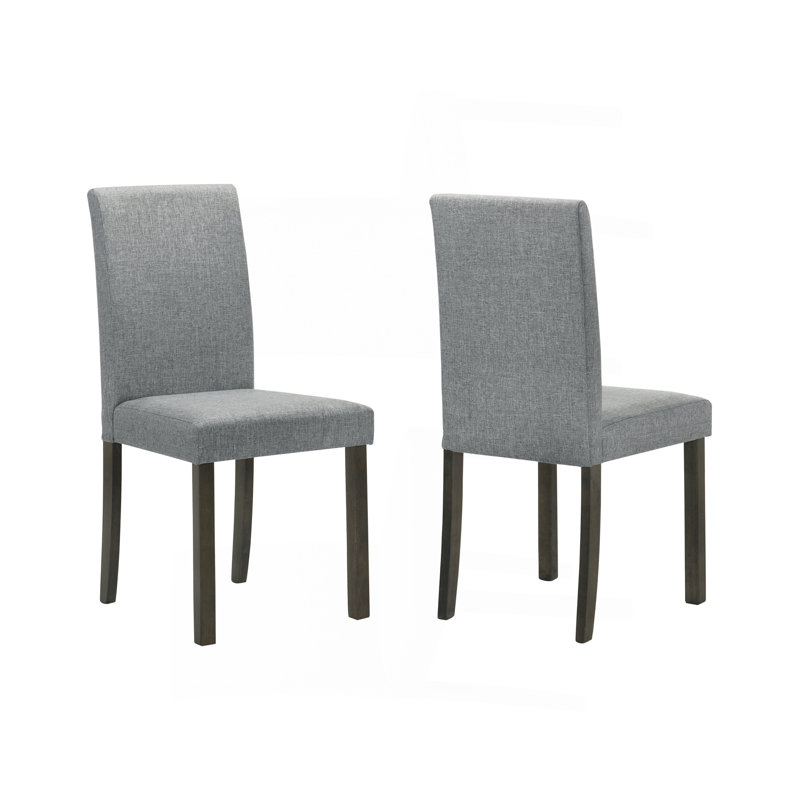 Ensemble de salle à manger 4 chaises à dossier haut rembourrées en tissu, Marron foncé, Gris