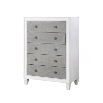 Commode Katia gris rustique et blanc vieilli