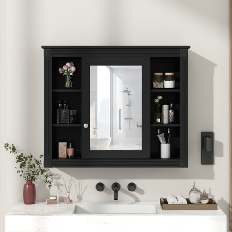 Armoire de rangement murale pour salle de bain, Noir