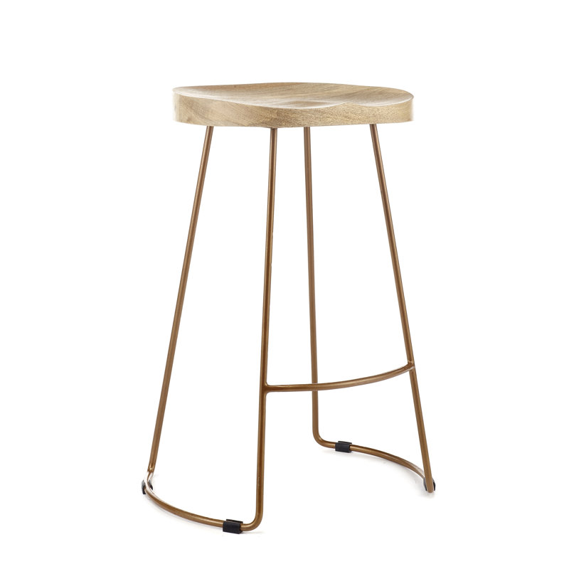 Margaret Counter Stool with Metal Frame, Gold