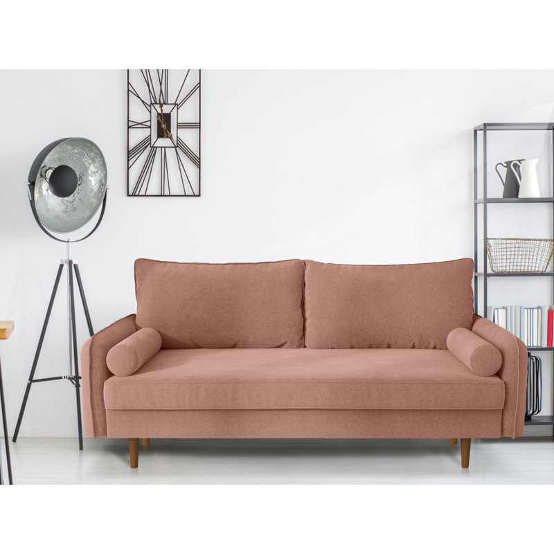 Canapé à accoudoirs arrondis, Polyester vert clair, H 33,1 po x l 71,2 po x P 32 po