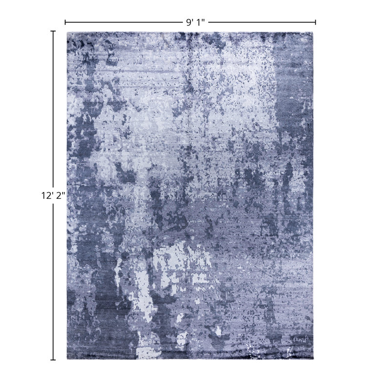 Overdyed One-of-a-Kind Rectangle 9'1" X 12'2" Hand Knotted Area Rug