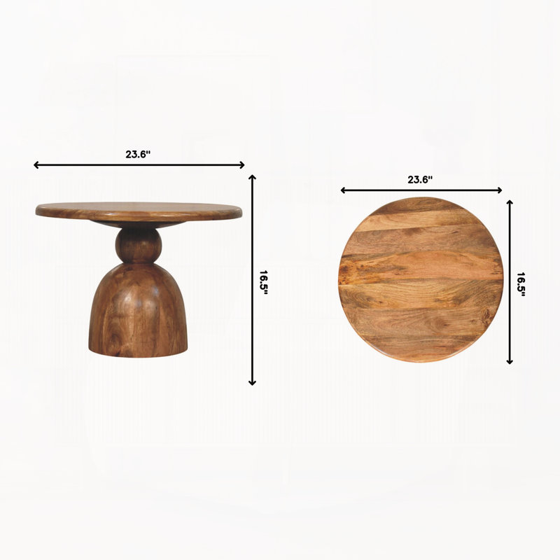 Table basse sur piédestal en bois sculpté