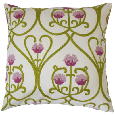 Floral Cotton Reversible Throw Pillow