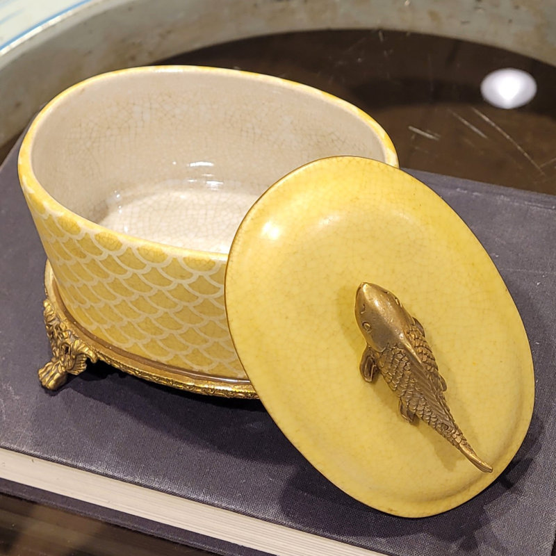 Porcelain Box With Bronze Fish