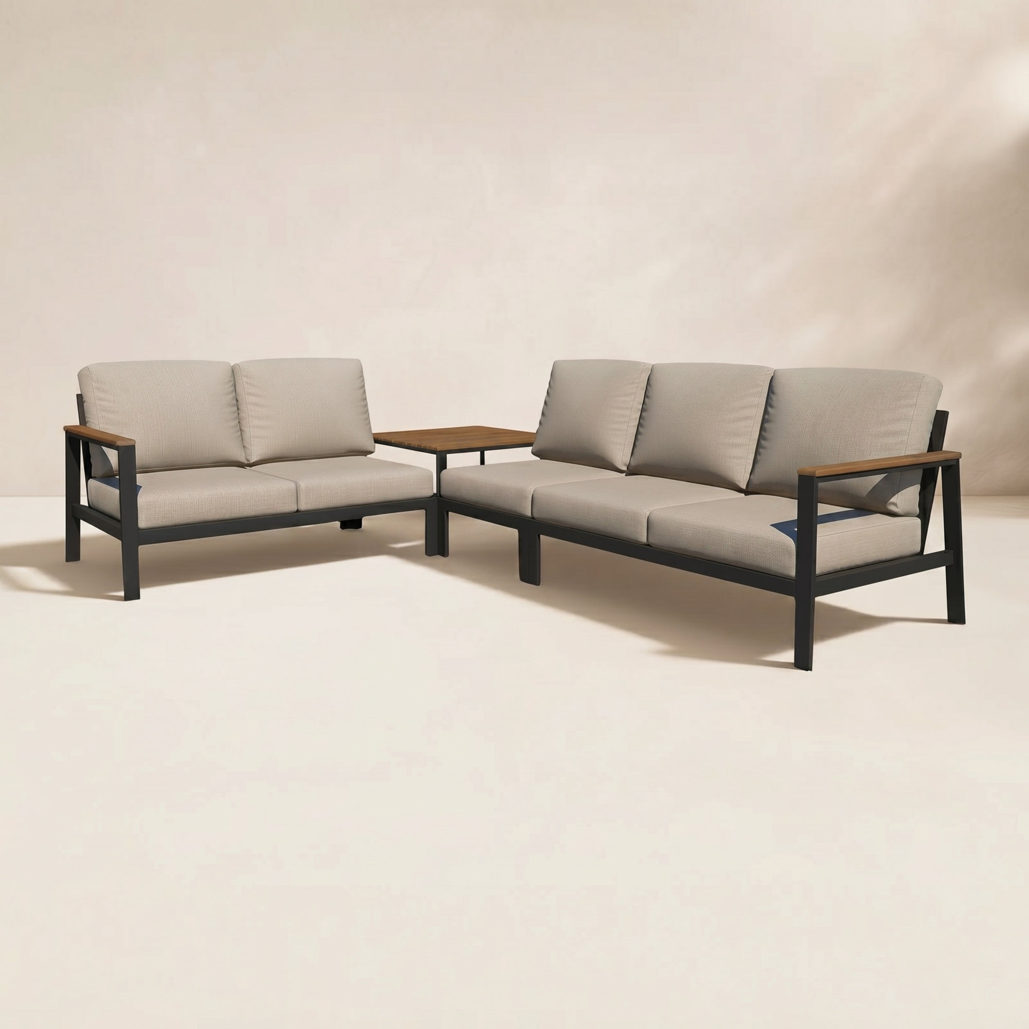 Townsend Outdoor 5 Person Sectional Seating Group With Sunbrella Cushions, Cast Silver