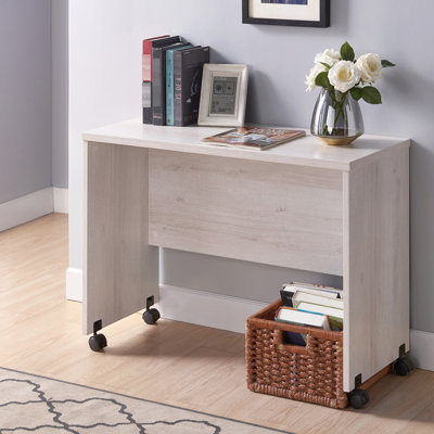 Bureau Mid-Century en chêne blanc sur quatre roulettes avec option de dossier verrouillable mobile