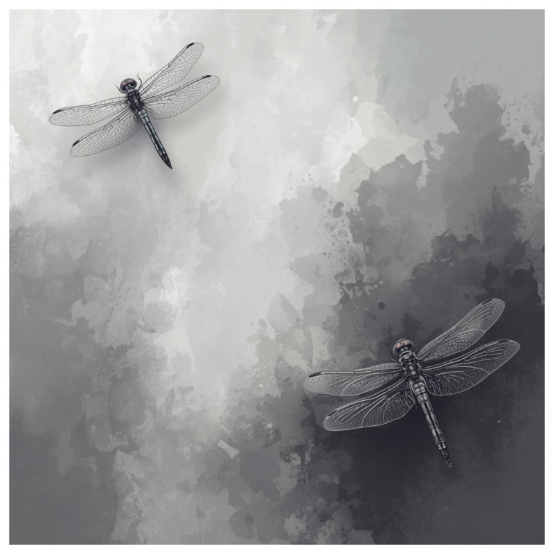 Dragonfly Illustration Gray Comforter, Twin