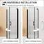 Porte de douche pivotante 28 po x 72 po | Cadre en aluminium noir mat | Demi-cadre | Verre trempé 1/4 de pouce avec film antidéflagrant | Poignée en acier inoxydable