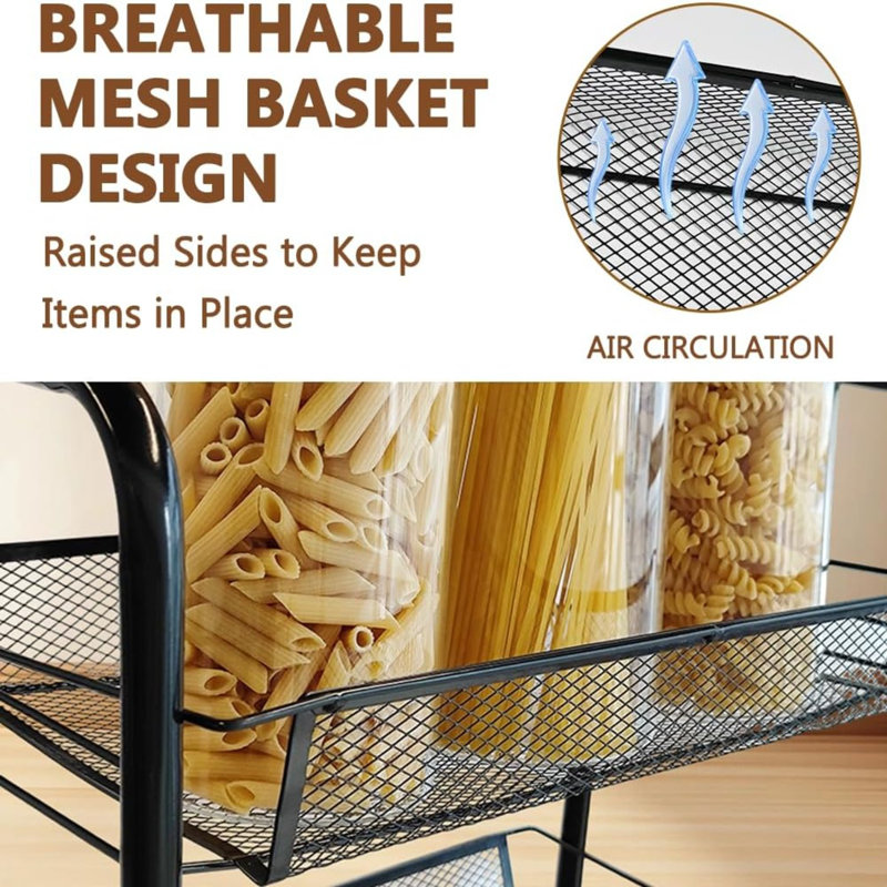 4-Tier Rolling Cart Easy Assemble Multipurpose Trolley On Wheels