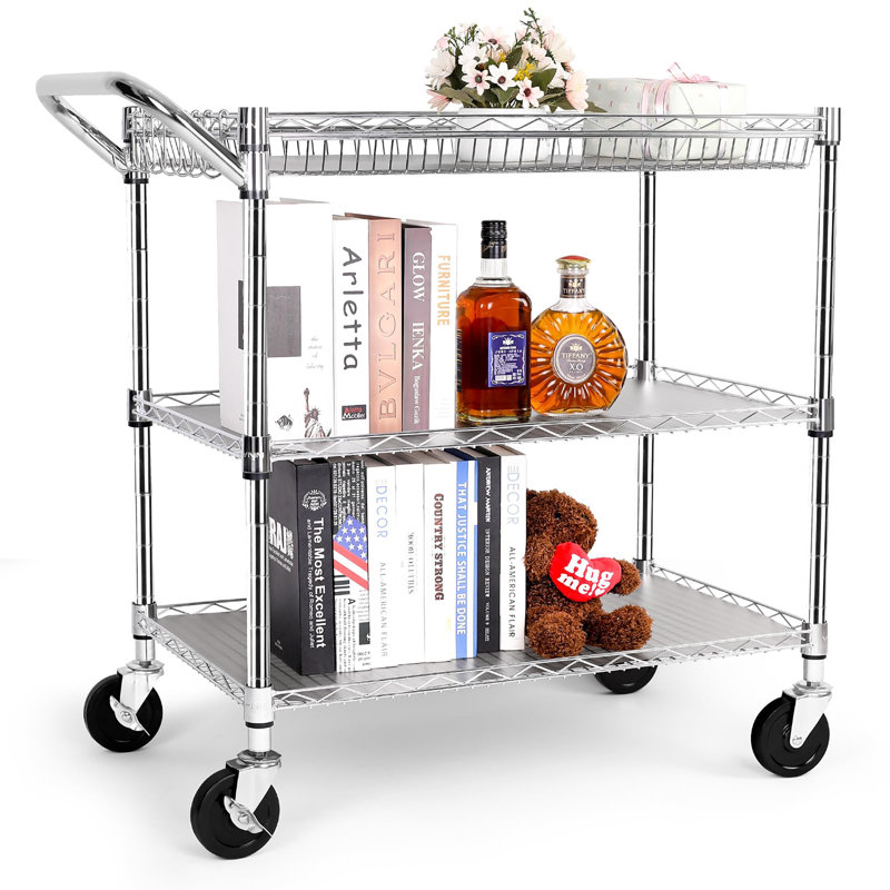 3 Tier Heavy Duty Metal Cart, Bronze