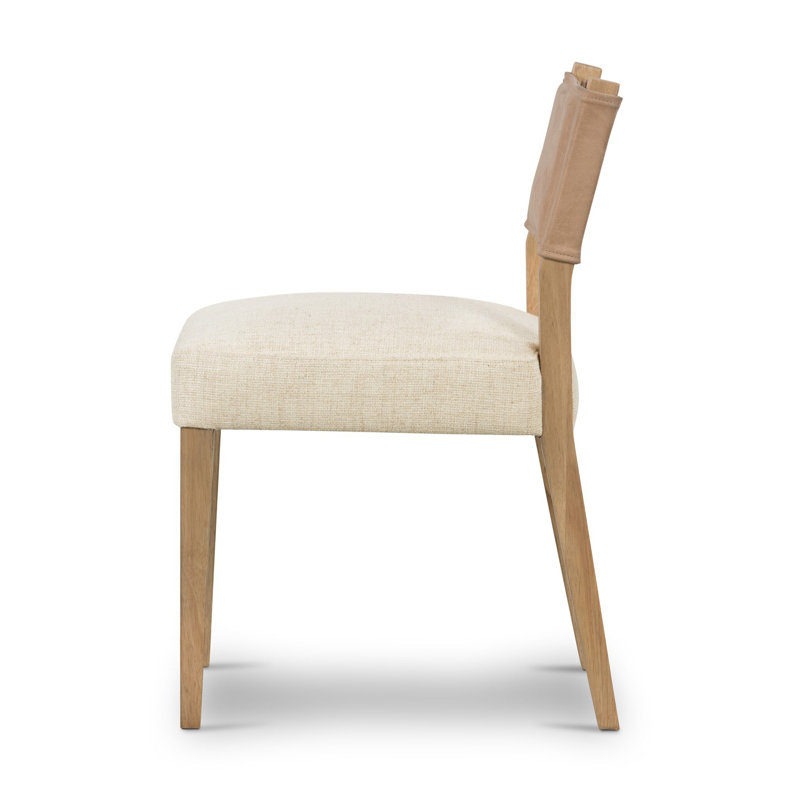 Side Chair in Charcoal, Polyester/Leather Winchester Beige, Natural