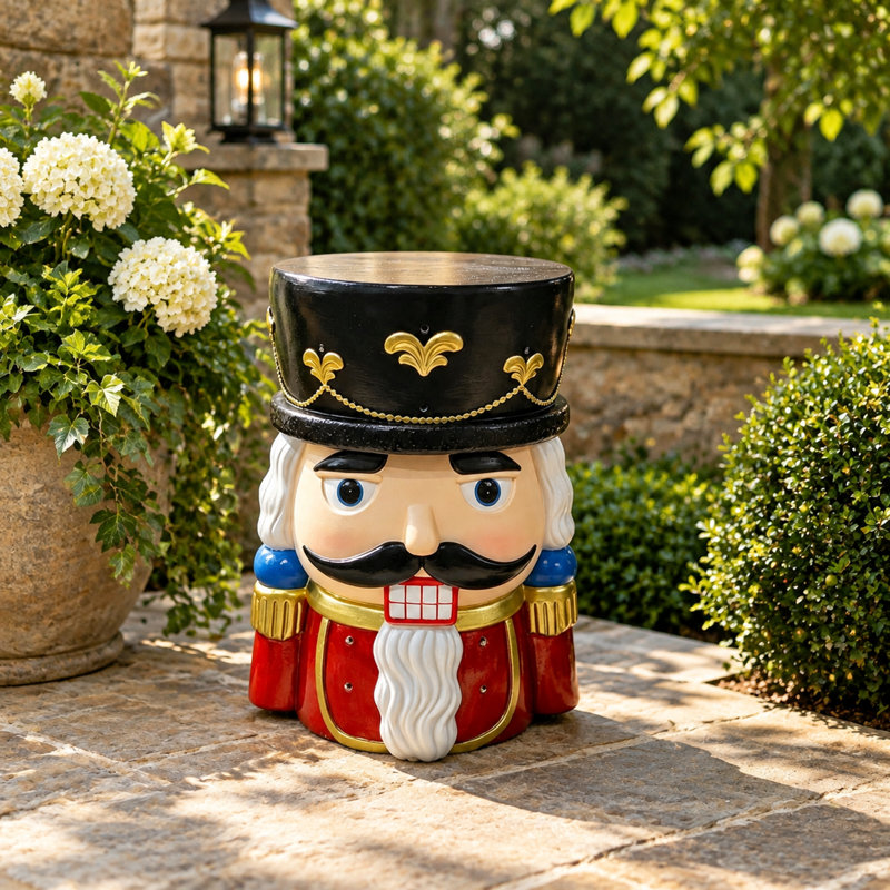 Classic Nutcracker Soldier Stool Side Table Figurine