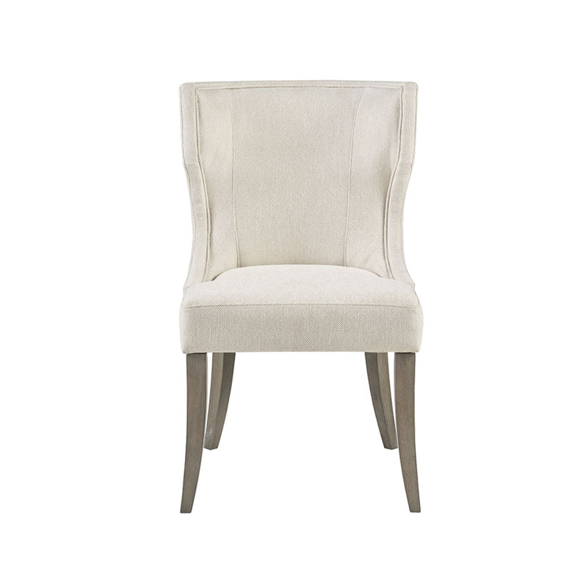 Chaise rembourrée à oreilles, Gris, Crème