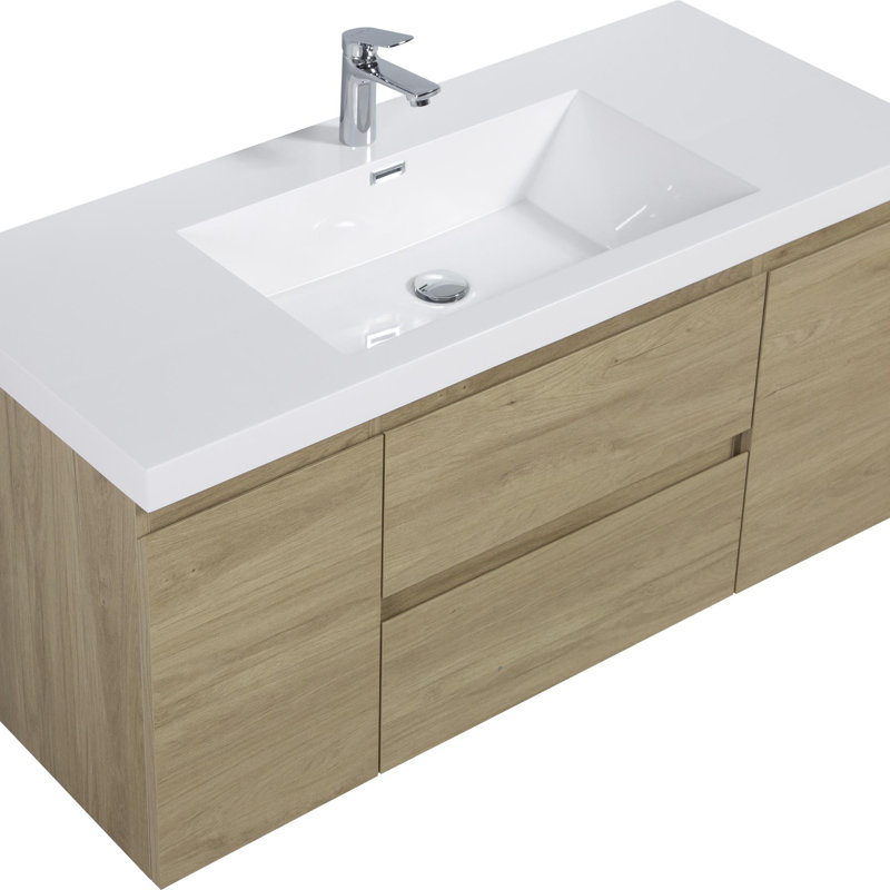 Meuble-lavabo flottant moderne de 48 pouces, Chêne