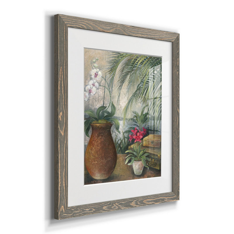 Orchidées au paradis I - Cadre photo, reproduction d'art sur papier, H 20 po x l 17 po x P 1 po, gris