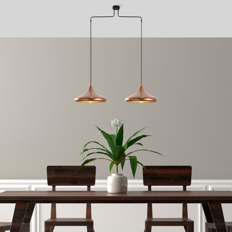 Modern Patina Chandelier, 2-Light Fixture, 39.4 x 13.8 x 51.6 inches | Metal Body with Adjustable Height, IP20 Rated, 12-inch Base Plate, Elegant Scandinavian Design | Ideal for Dining Room & Living Spaces
