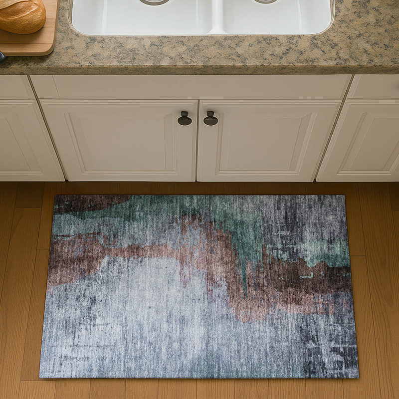 Premium Machine Washable Mayfield AMF2041 Abstract Rug, Blue, 1'8" x 2'6"