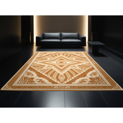 Tapis oriental classique Melton lavable à la machine - Brun clair