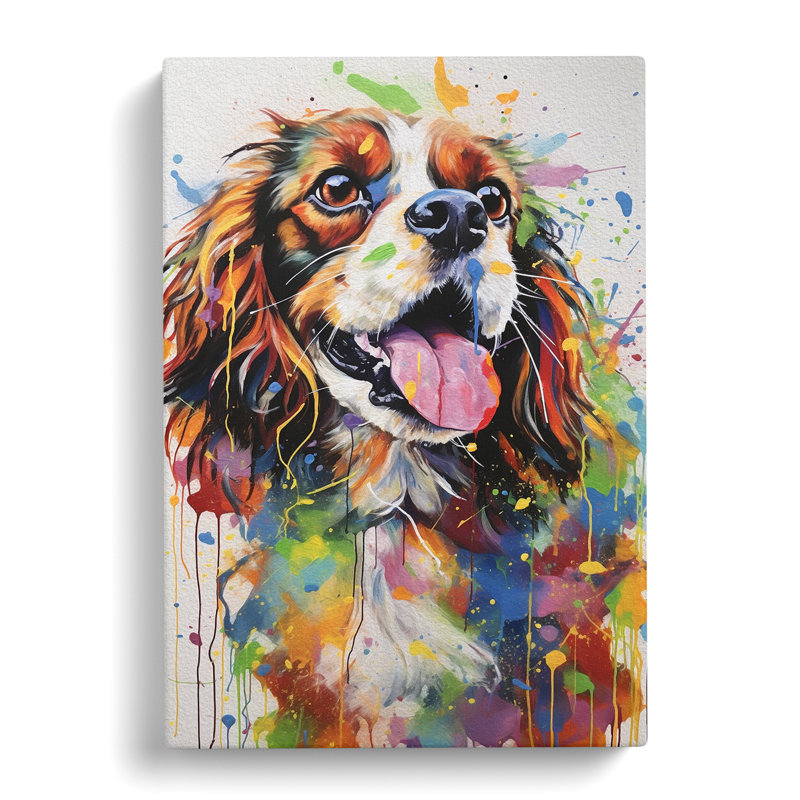 Cavalier King Charles Spaniel Action Painting - Wrapped Canvas Print, 76cm H x 50cm W x 3cm D