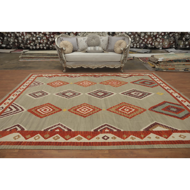 Tapis kilim vibrant fait à la main 9 x 12