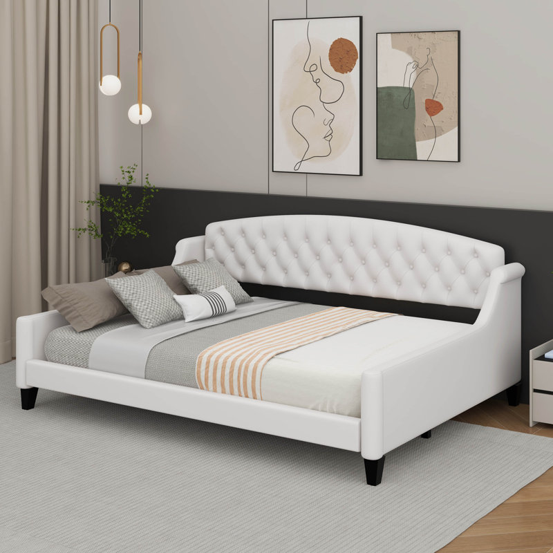 Modern Luxury Tufted Button Daybed, Beige