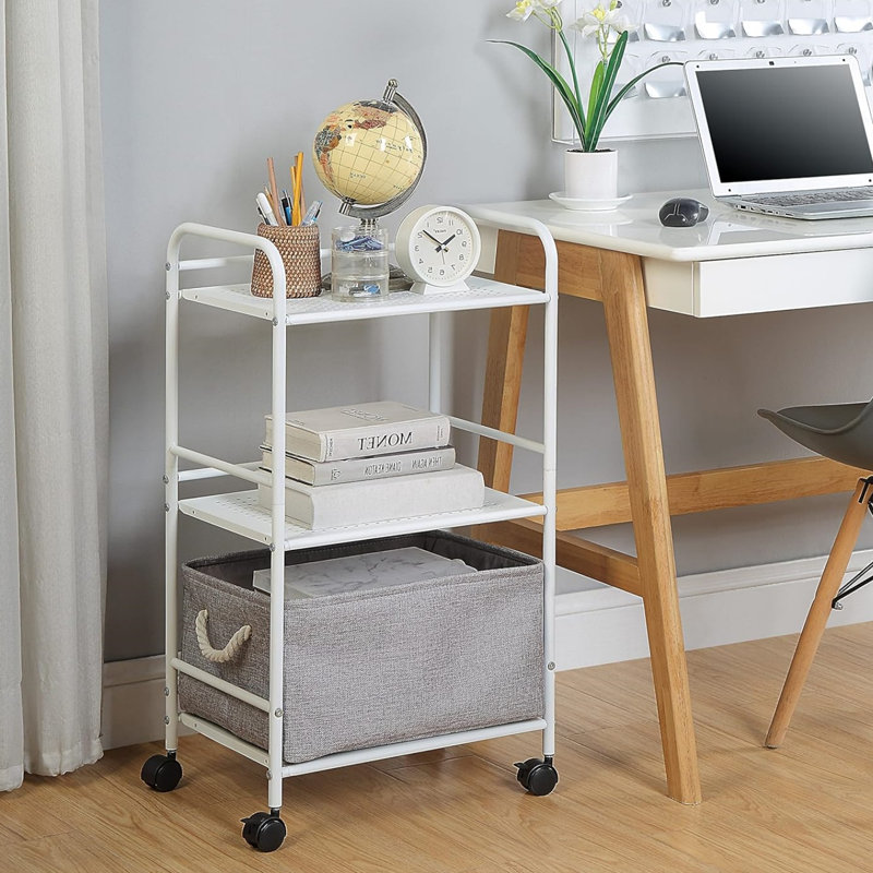 Chariot utilitaire roulant à 3 niveaux, Blanc