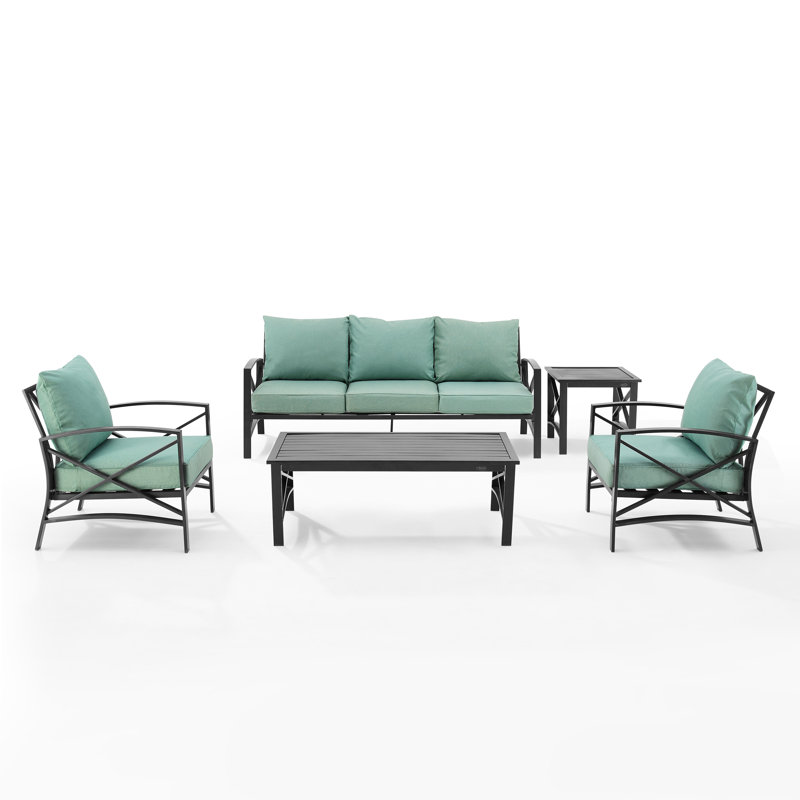 Mosier 5 - Person Patio Conversation Set with Cushions, Oil Rubbed Bronze, Mist