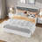 Full Size Upholstered Bed Frame,Wooden Bed Frame with Fabric Upholstered Headboard,No Box Spring Needed,Strong Wooden Slats,Easy Assembly,White-388080635