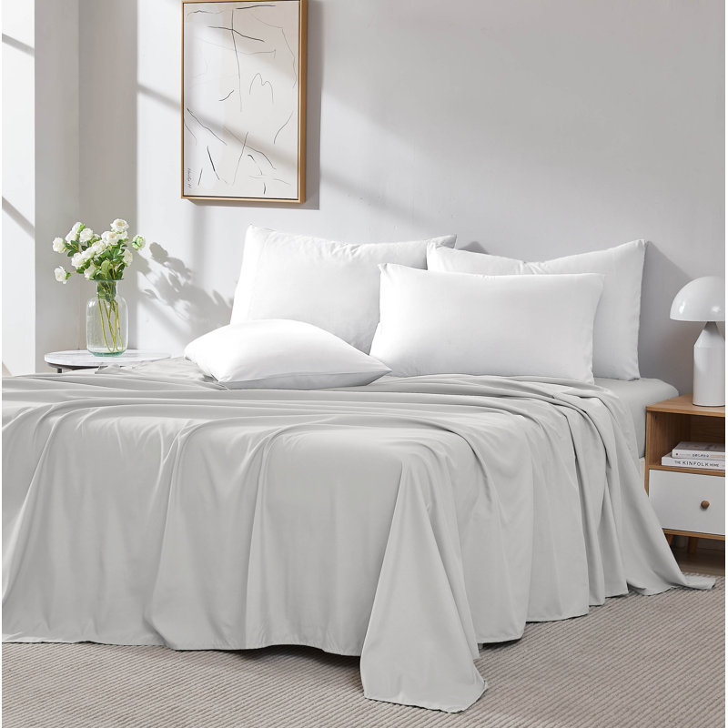 Southshore Fine Linens Vilano Oversized Flat Sheet in Vilano Light Grey, 110 GSM Double-Brushed Microfiber King Flat Sheet, 132 x 110 Inches, Wrinkle Free and Fade Resistant