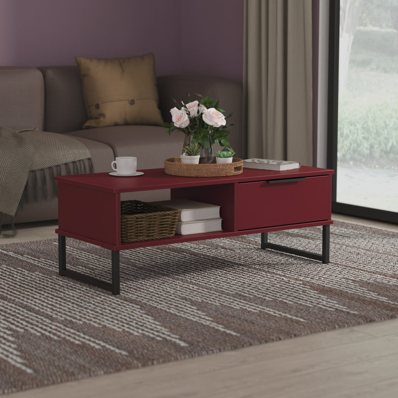Taeyah Coffee Table with Storage, Red