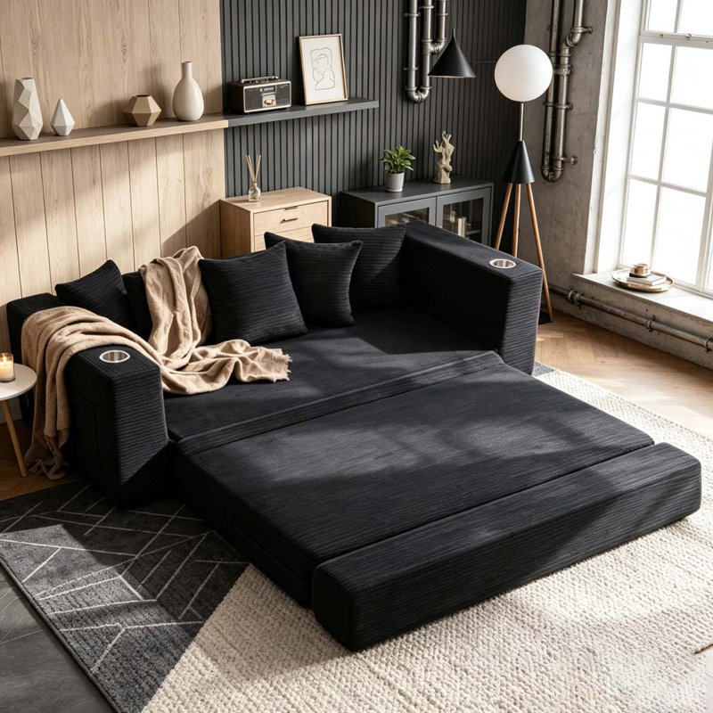 Canapé-lit pliant 76 po, Black