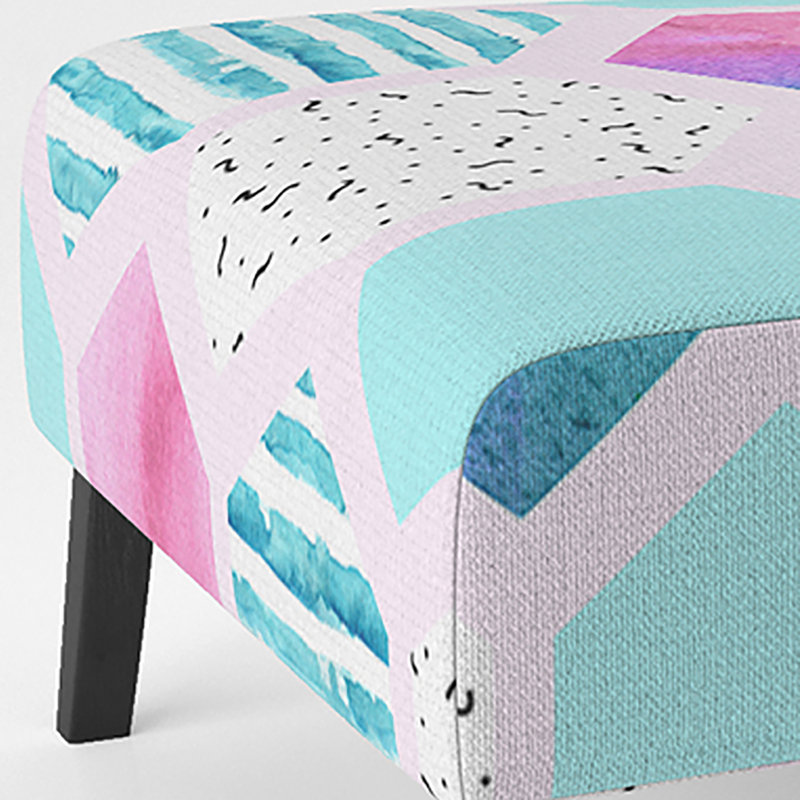 Fauteuil de chambre à accoudoirs en velours rose et bleu