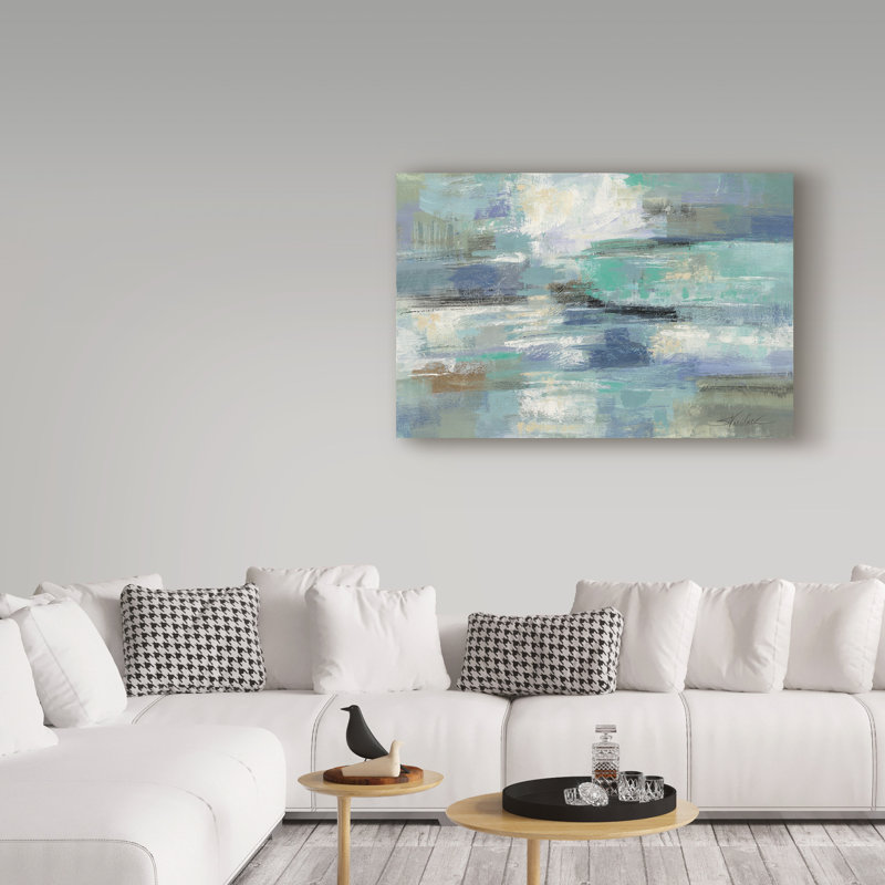 «Clear Water Blue and Gray», reproduction de peinture acrylique sur toile tendue, H 22 po x l 32 po x P 2 po