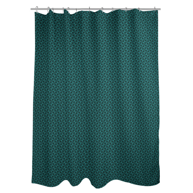 Rideau de douche simple hexagonal classique, Sarcelle / Noir, Classic Hexagonal