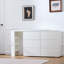 Six tiroirs, bureau amovible, trois compartiments de rangement, table multifonctionnelle blanche à six pompes