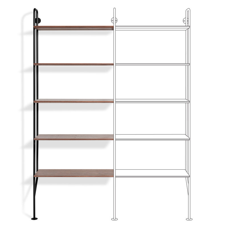 Hitch Bookcase Add-on Kit, Walnut/Black