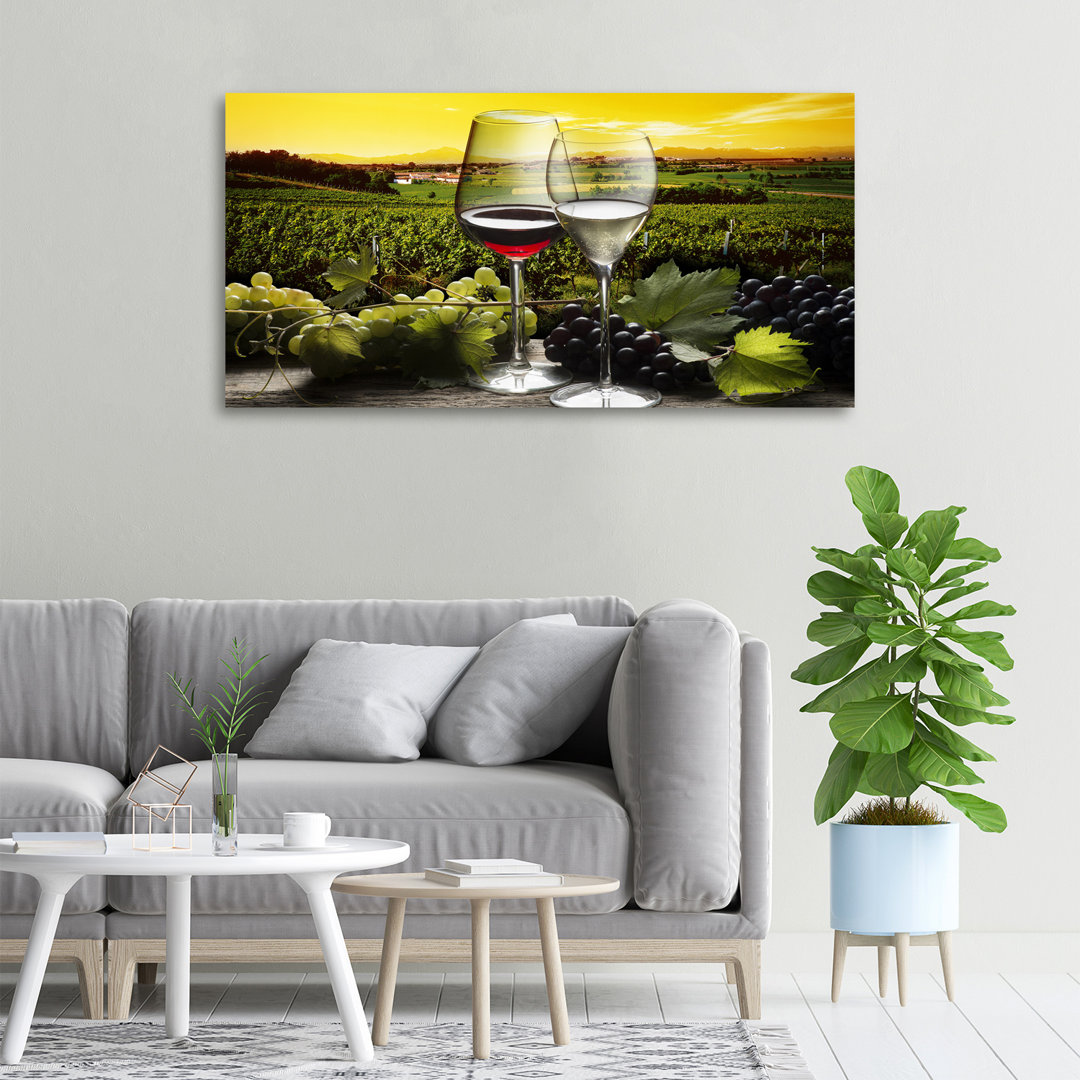 Wein und Trauben - Kunstdrucke auf Leinwand - Wrapped Canvas