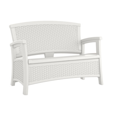 Suncast 47 in. W x 29.5 in. D Resin Loveseat with Storage for Outdoor Seating, Made in the USA