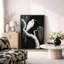 «Minimalist White Heron on Curved Branch at Night», reproduction d'art sur toile encadrée-592069116-592069112